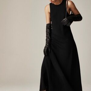 Long A-line dress in drapey crepe